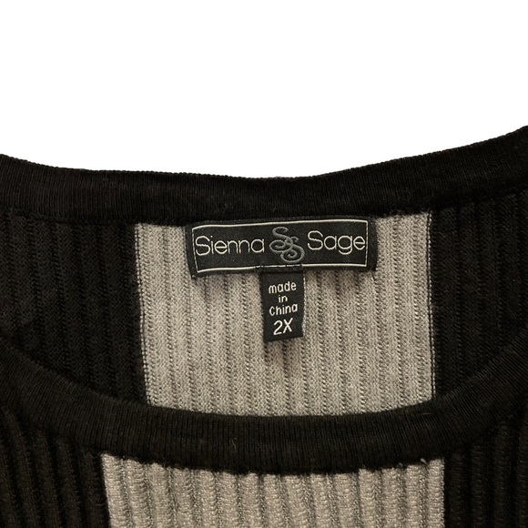 Siena Striped Black Gray White Sweater 3X - Picture 5 of 7